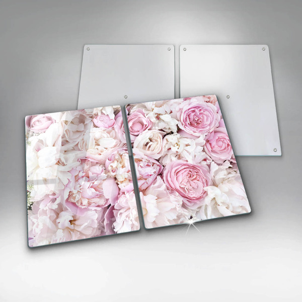Glass chopping board Peony bouquet