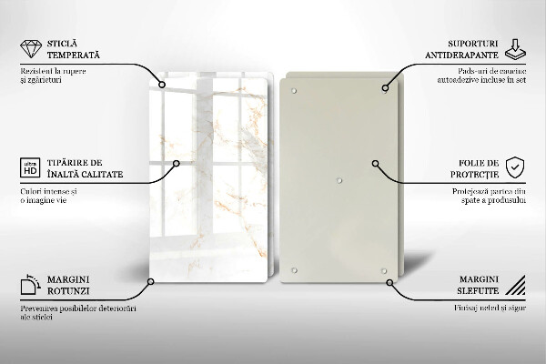 Glass chopping board Elegant stone marble