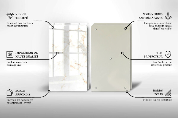 Glass chopping board Elegant stone marble