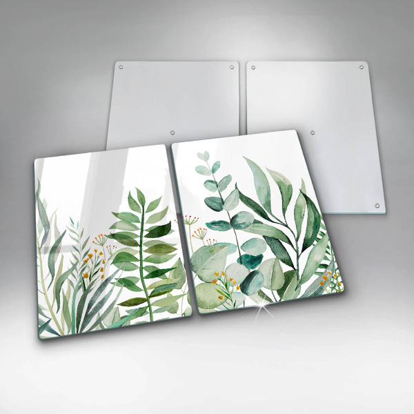 Glass chopping board Plant leaves illustration