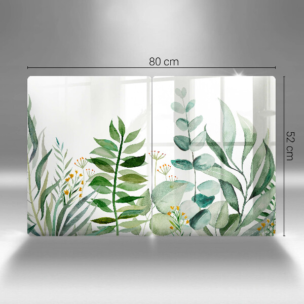 Glass chopping board Plant leaves illustration
