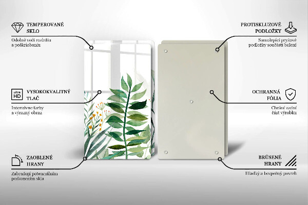 Glass chopping board Plant leaves illustration