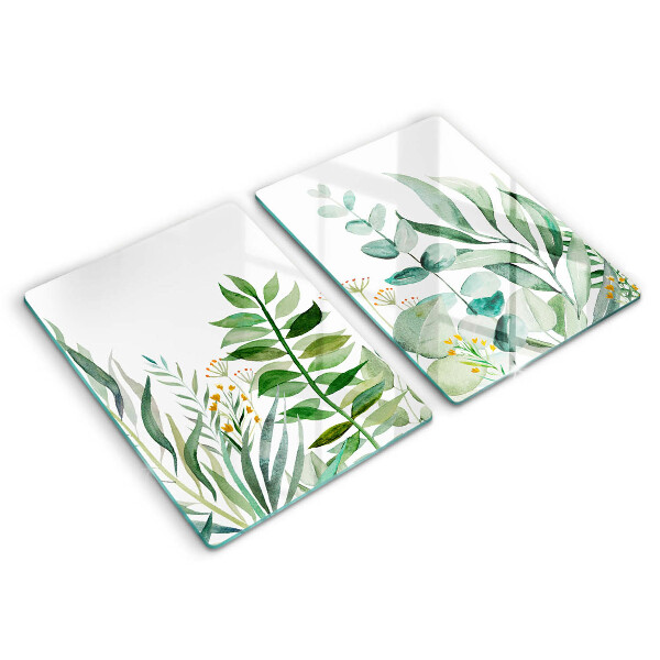 Glass chopping board Plant leaves illustration