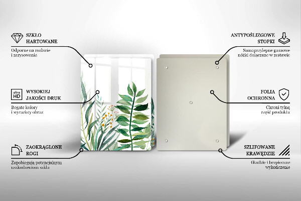 Glass chopping board Plant leaves illustration