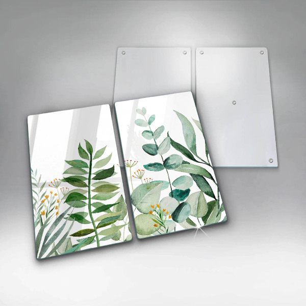 Glass chopping board Plant leaves illustration