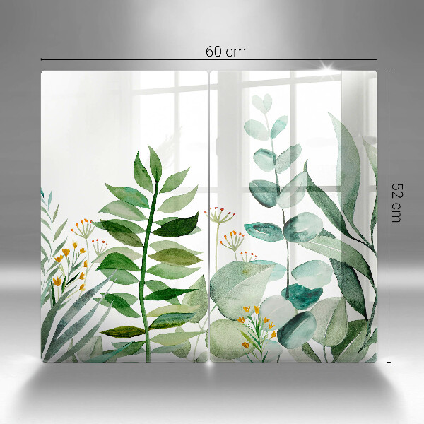 Glass chopping board Plant leaves illustration