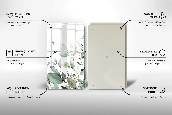 Glass chopping board Watercolor plants