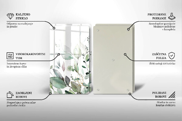 Glass chopping board Watercolor plants