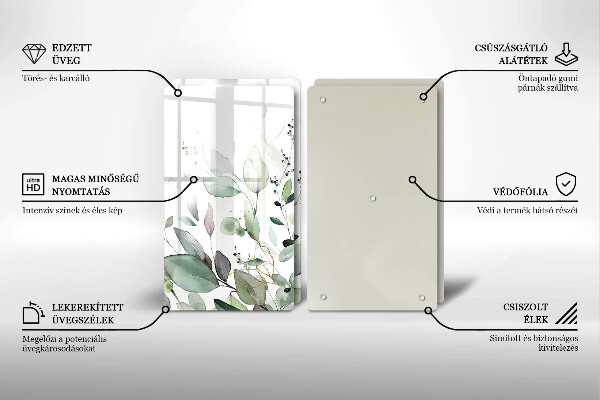 Glass chopping board Watercolor plants