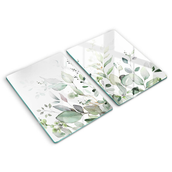 Glass chopping board Watercolor plants