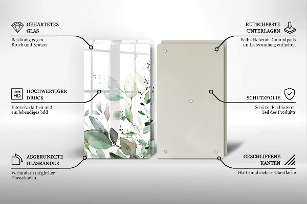 Glass chopping board Watercolor plants