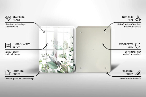 Glass chopping board Watercolor plants