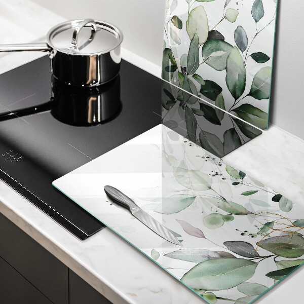 Glass chopping board Watercolor plants