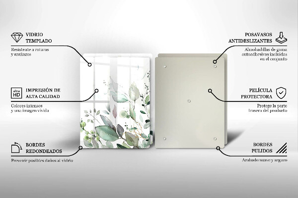 Glass chopping board Watercolor plants