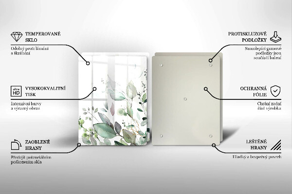 Glass chopping board Watercolor plants