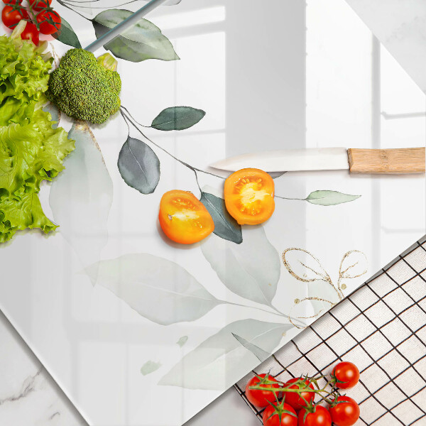 Glass chopping board Watercolor leaves