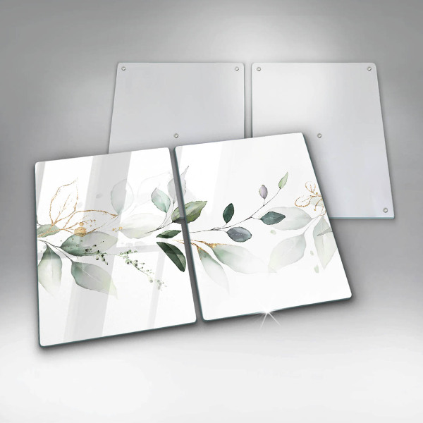 Glass chopping board Watercolor leaves