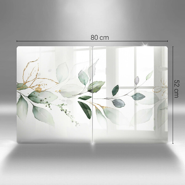 Glass chopping board Watercolor leaves