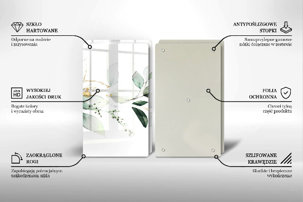 Glass chopping board Watercolor leaves