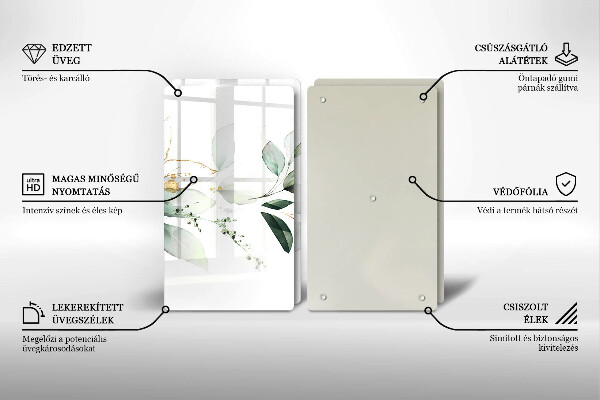 Glass chopping board Watercolor leaves