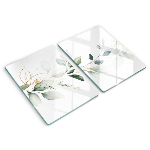 Glass chopping board Watercolor leaves