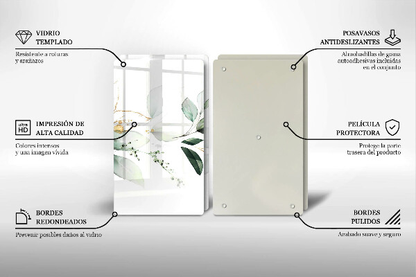 Glass chopping board Watercolor leaves