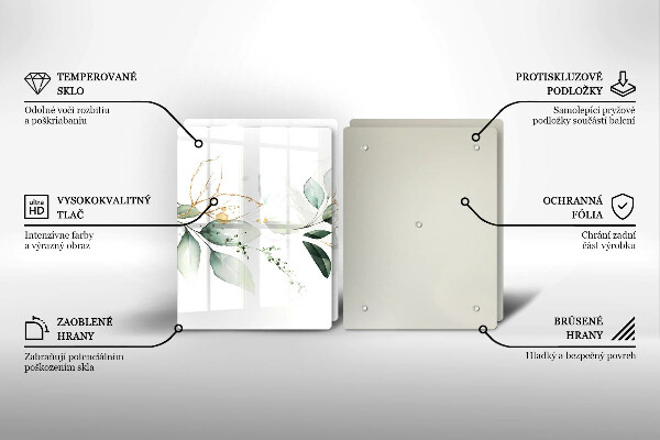 Glass chopping board Watercolor leaves