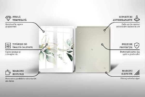 Glass chopping board Watercolor leaves