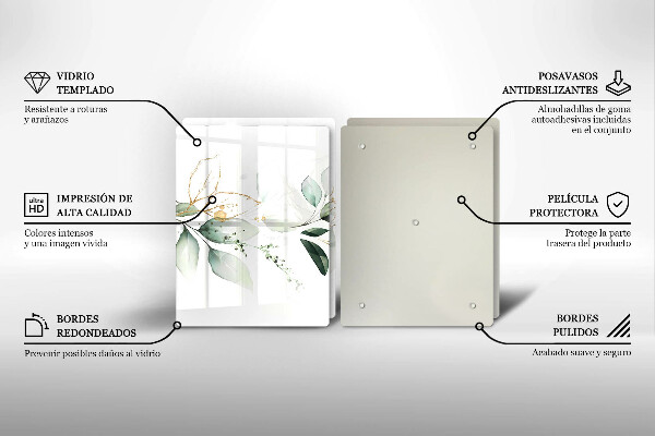 Glass chopping board Watercolor leaves