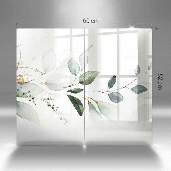 Glass chopping board Watercolor leaves
