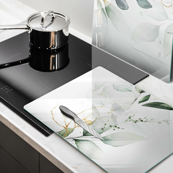 Glass chopping board Watercolor leaves