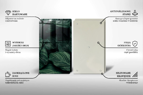 Glass chopping board Dark leaves