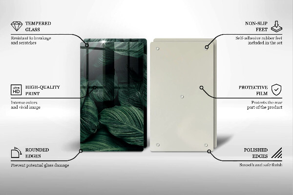 Glass chopping board Dark leaves