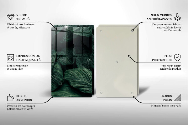 Glass chopping board Dark leaves