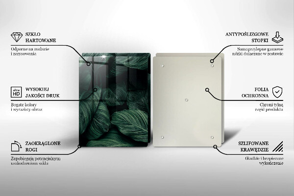 Glass chopping board Dark leaves