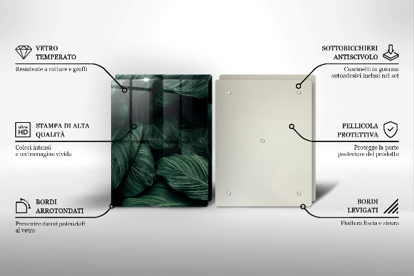 Glass chopping board Dark leaves