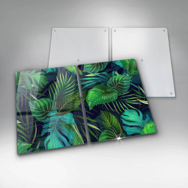 Glass chopping board Illustration of the jungle leaves