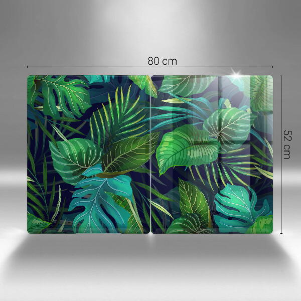 Glass chopping board Illustration of the jungle leaves