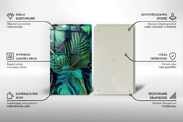 Glass chopping board Illustration of the jungle leaves