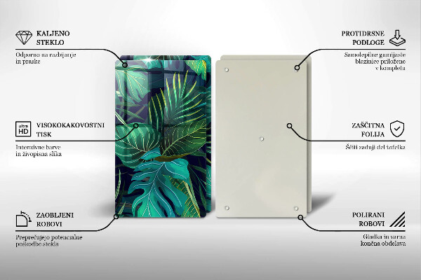Glass chopping board Illustration of the jungle leaves