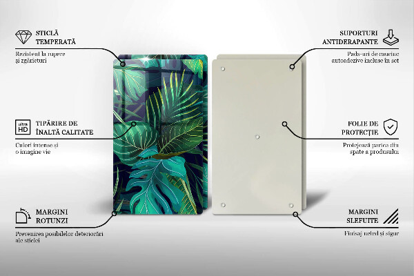 Glass chopping board Illustration of the jungle leaves