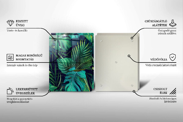 Glass chopping board Illustration of the jungle leaves