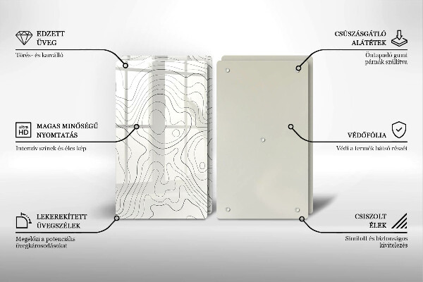 Glass chopping board Line-art design