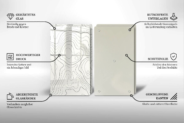 Glass chopping board Line-art design