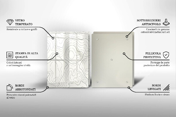 Glass chopping board Line-art design