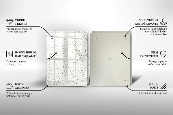 Glass chopping board Line-art design