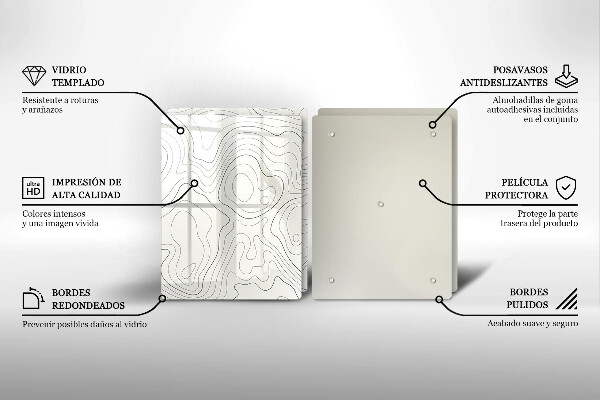 Glass chopping board Line-art design