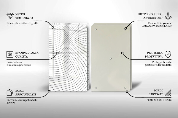 Glass chopping board Modern Line pattern