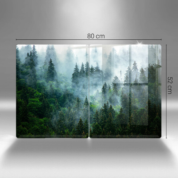 Glass chopping board Forest in the fog