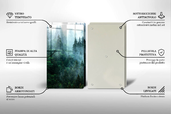 Glass chopping board Forest in the fog